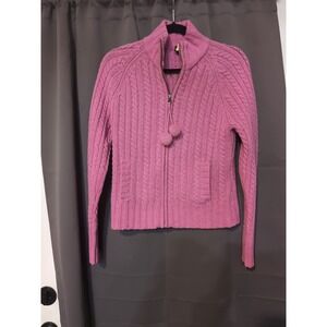 Gap Small Pink‎ Lambswool Sweater, Fisherman Cable Knit, Vintage Y2K Cardigan